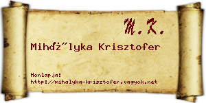 Mihályka Krisztofer névjegykártya